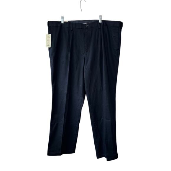 Dockers Navy Blue Pleated Khakis Lux Cotton Stretch Flex Comfort 46x32 New - Picture 1 of 8
